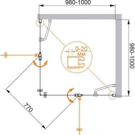 Душевое ограждение Cezares Elena A-22 100х100 см, хром/матовое фото 3