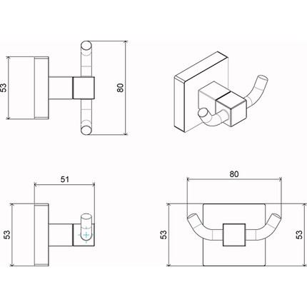 Двойной крючок Azario Rina AZ-87005B - 3 Двойной крючок Azario Rina AZ-87005B фото 3