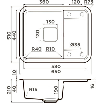 Кухонная мойка Omoikiri Tasogare 65-PA 4993481, пастила, Цвет производителя: пастила - 2 Кухонная мойка Omoikiri Tasogare 65-PA 4993481, пастила, Цвет производителя: пастила фото 2