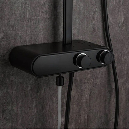 Душевая стойка с термостатом Gappo G2495-2, черный, Цвет производителя: чёрный - 3 Душевая стойка с термостатом Gappo G2495-2, черный, Цвет производителя: чёрный фото 3