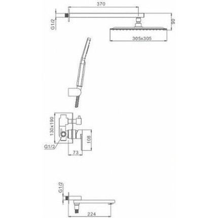 Душевая система для ванны Gappo G7199-20, сатин фото 4