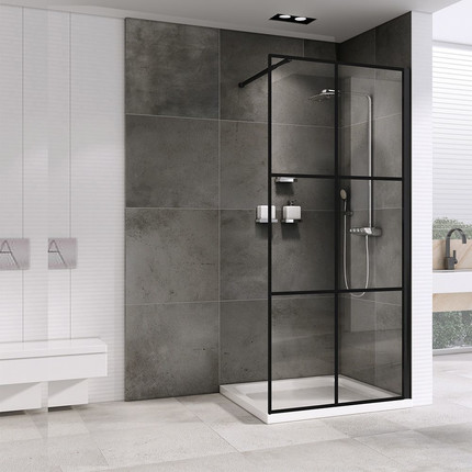 Душевая перегородка Abber Immer Offen 120 см AG62120B, черный/прозрачное фото 4