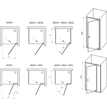 Душевое ограждение Ravak Nexty NDOP2+NPSS 100x100 см 03OA0300Z1+90OA0300Z1, чёрный/прозрачное фото 6