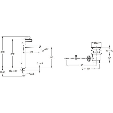 Смеситель для раковины высокий Jacob Delafon Odeon Rive Gauche E21030-00-00, белый матовый - 2 Смеситель для раковины высокий Jacob Delafon Odeon Rive Gauche E21030-00-00, белый матовый фото 2