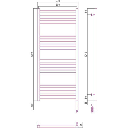 Полотенцесушитель электрический Сунержа Модус 3.0 П20 1200x500 мм 31-5701-1250 R, чёрный матовый фото 5