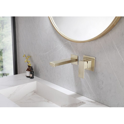 Смеситель для раковины настенный Abber Daheim AF8212G (со скрытой частью) золото матовое, Цвет производителя: золото матовое фото 2