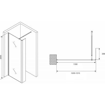 Душевая перегородка Abber Immer Offen 120 см AG66120B, черный/прозрачное - 3 Душевая перегородка Abber Immer Offen 120 см AG66120B, черный/прозрачное фото 3