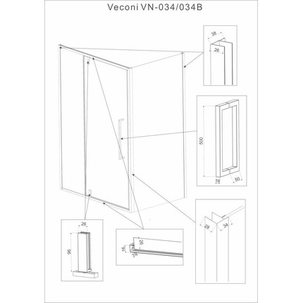 Душевое ограждение Veconi Rovigo 110x90 см RV034B-11090-01-C7, чёрный/прозрачное фото 5