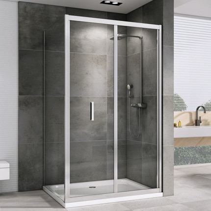 Душевое ограждение Abber Sonnenstrand 100х90 см AG07100-S90, хром/прозрачное фото 