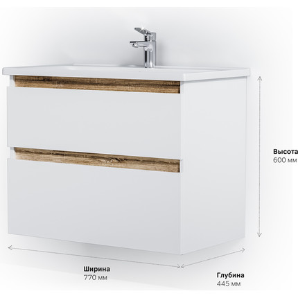 Тумба подвесная с раковиной Am.Pm X-Joy 80 см M85AFHX0802WG, белый глянцевый, Цвет фасада: белый фото 10
