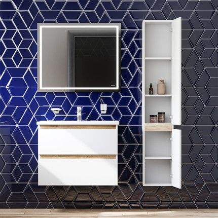 Тумба подвесная с раковиной Am.Pm X-Joy 80 см M85AFHX0802WG, белый глянцевый, Цвет фасада: белый фото 6