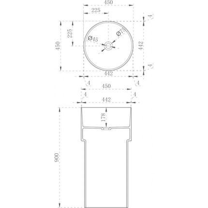 Раковина напольная прозрачная Abber Kristall 45 см AT2701Onyx, черный фото 4