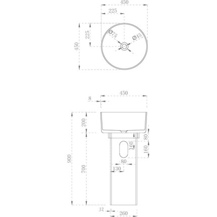 Раковина напольная прозрачная Abber Kristall 45 см AT2702Opal-H с техническим отверстием для монтажа у стены, красный фото 3