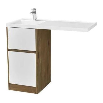 Тумба напольная с раковиной-столешницей Акватон Лондри 105 см 1A2670K2LHDR0 (раковина слева) дуб рустикальный/белый фото 