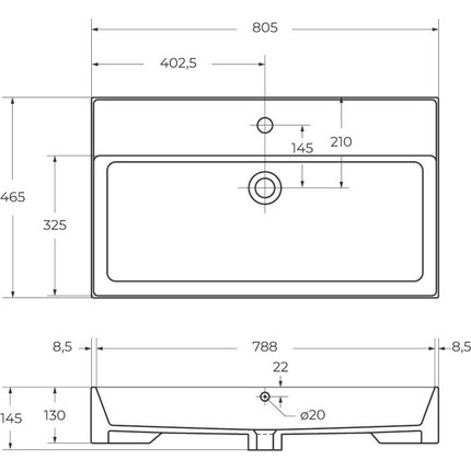 Консоль напольная с раковиной Cezares CADRO-80/46/73-2C-PIA-MET-ST 80 см, Nero фото 8
