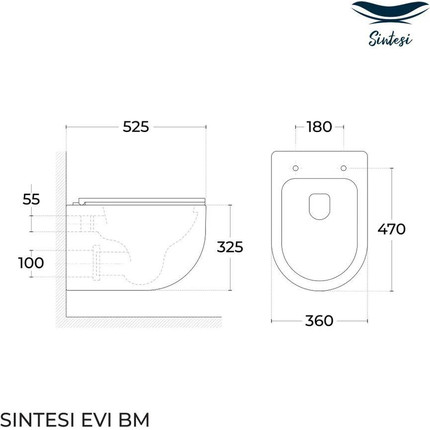 Унитаз подвесной безободковый Sintesi Evi SIN-TS-EVI-151BM с крышкой микролифт, черный матовый, Цвет производителя: чёрный матовый - 2 Унитаз подвесной безободковый Sintesi Evi SIN-TS-EVI-151BM с крышкой микролифт, черный матовый, Цвет производителя: чёрный матовый фото 2