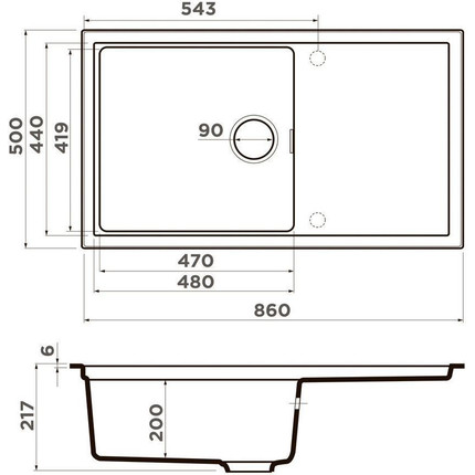 Кухонная мойка Omoikiri Sintesi 86 WH 4997131, белый, Цвет производителя: белый - 2 Кухонная мойка Omoikiri Sintesi 86 WH 4997131, белый, Цвет производителя: белый фото 2
