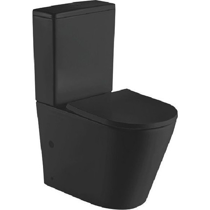 Унитаз-компакт CeramaLux Rimless 2179-1MB с крышкой микролифт, черный матовый, Цвет производителя: чёрный матовый фото 