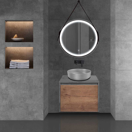 Тумба подвесная со столешницей Vincea Mesa 60 см VMC-2MS600TB, бетон/дуб табак - 2 Тумба подвесная со столешницей Vincea Mesa 60 см VMC-2MS600TB, бетон/дуб табак фото 2