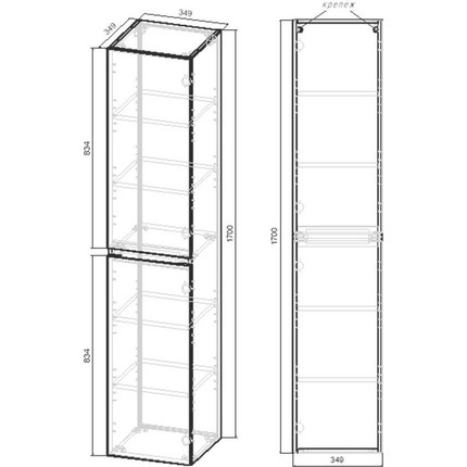 Пенал подвесной Vincea Norma/Fine 35 см VSC-2NF170GW, белый глянец фото 4