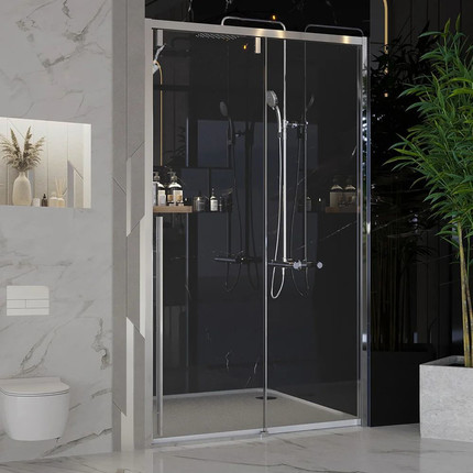 Душевая дверь Ambassador Intense 130 см 110021102IX (стекло 8 мм) хром/прозрачное -  Душевая дверь Ambassador Intense 130 см 110021102IX (стекло 8 мм) хром/прозрачное фото