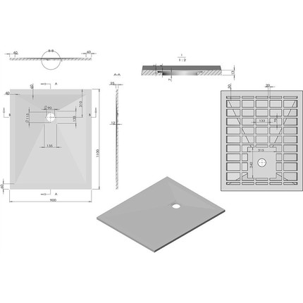 Поддон каменный Vincea 110х90 см VST-4SR9011A, антрацит - 5 Поддон каменный Vincea 110х90 см VST-4SR9011A, антрацит фото 5