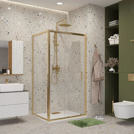 Душевое ограждение Niagara Nova 100x110 см NG-42-10AG-NG-A110G, золото/прозрачное фото 
