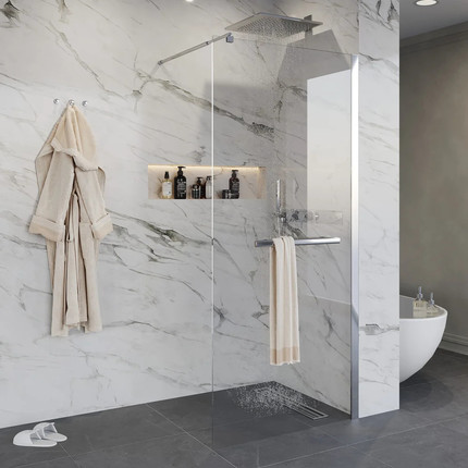 Душевая перегородка Niagara Nova 90 см NG-661-90 с кронштейном, хром/прозрачное фото 