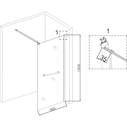 Душевая перегородка Niagara Nova 90 см NG-661-90 с кронштейном, хром/прозрачное фото 5