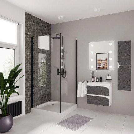 Душевое ограждение Niagara Nova 90x90 см NG-6803-08 BLACK, черный/прозрачное фото 