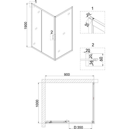 Душевое ограждение Niagara Nova 90x100 см NG-82-9AB-NG-A100B, черный/прозрачное - 3 Душевое ограждение Niagara Nova 90x100 см NG-82-9AB-NG-A100B, черный/прозрачное фото 3