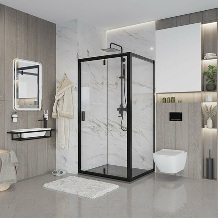 Душевое ограждение Niagara Nova 110x70 см NG-83-11AB-NG-A70B, черный/прозрачное фото 