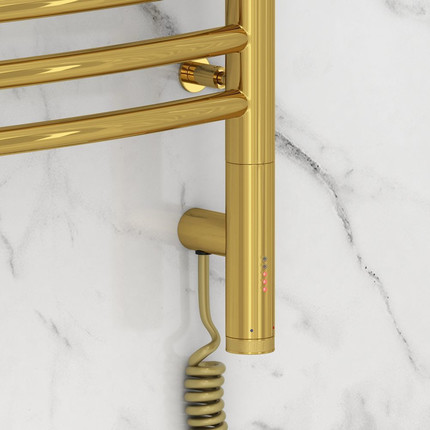 Полотенцесушитель электрический Сунержа Богема 3.0 П14 800x400 мм (выгнутая перемычка) 03-5803-8040 R, золото фото 3