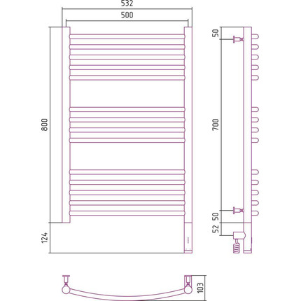 Полотенцесушитель электрический Сунержа Богема 3.0 П14 800x500 мм (выгнутая перемычка) 05-5803-8050 R, состаренная бронза - 5 Полотенцесушитель электрический Сунержа Богема 3.0 П14 800x500 мм (выгнутая перемычка) 05-5803-8050 R, состаренная бронза фото 5