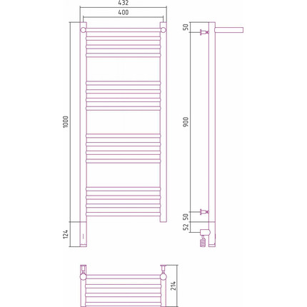 Полотенцесушитель электрический Сунержа Богема с полкой 3.0 П16 1000x400 мм (прямая перемычка) 00-5806-1040 L фото 5