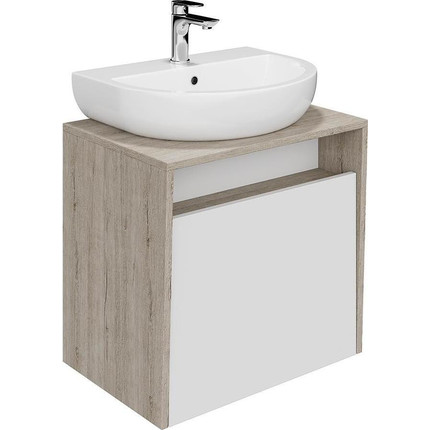 Тумба подвесная со столешницей Kerama Marazzi Pro 60 см PRO.60.1\WHT, дуб орегон/белый глянцевый фото 