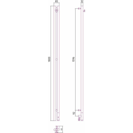 Полотенцесушитель электрический Сунержа Нюанс 3.0 П2 1800x85 мм 30-5843-1853 R, белый матовый фото 5