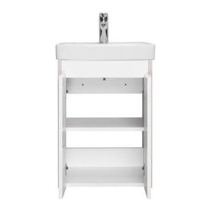 Тумба универсальная с раковиной Акватон Сканди Doors 45 см 1A278701SDB20, дуб верона/белый глянцевый (ножки в комплекте) фото 3