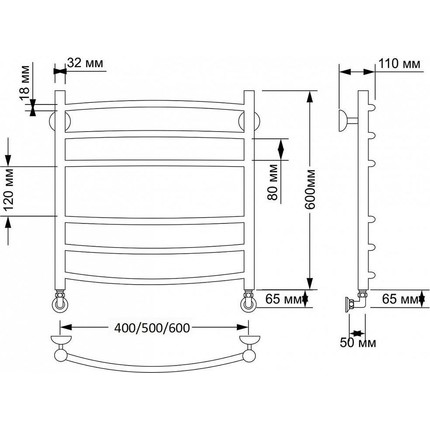 Полотенцесушитель водяной Secado Милан 3 П6 500x600 мм, бронза фото 3