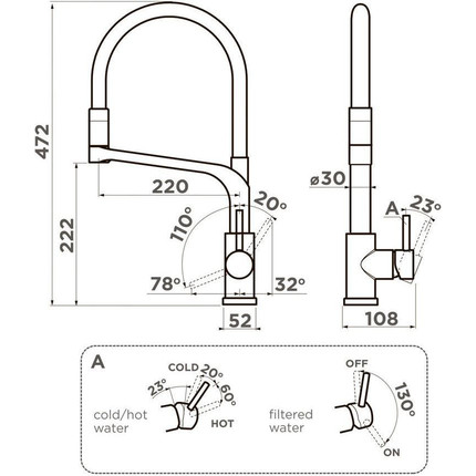 Смеситель для кухни Omoikiri Sinto 2 Plus C-WH 4994378, хром фото 2