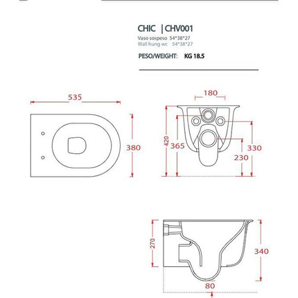 Унитаз подвесной безободковый ArtCeram Chic CHV001 05 00, белый матовый фото 4