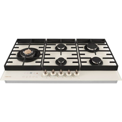 Газовая варочная поверхность Hiberg VM 9155 Y (бежевое стекло) фото 3