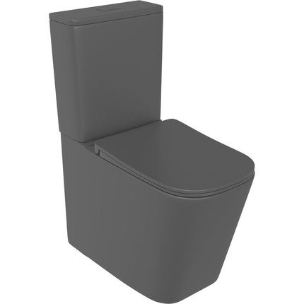 Унитаз-компакт безободковый Sole Cube 2 black с тонкой крышкой микролифт, Цвет производителя: чёрный фото 