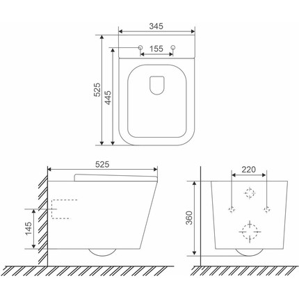 Унитаз подвесной безободковый Sole Cube (смыв торнадо) с тонкой крышкой микролифт фото 10
