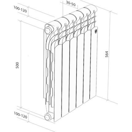 Радиатор Royal Thermo Revolution Bimetall 500 2.0 320х560 мм (4 секции) фото 6
