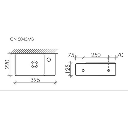 Раковина подвесная ceramicanova Element 40 см R CN5045MB, чёрный матовый фото 6