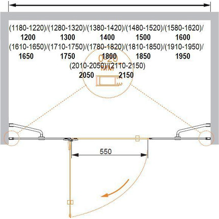 Душевая дверь Cezares 130 см BERGAMO-W-B-13-40+60/30-C-Cr-L, хром/прозрачное - 2 Душевая дверь Cezares 130 см BERGAMO-W-B-13-40+60/30-C-Cr-L, хром/прозрачное фото 2