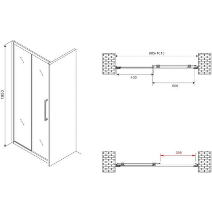 Душевая дверь Abber Schwarzer Diamant 100 см AG30100BMH, чёрный/матовое фото 5