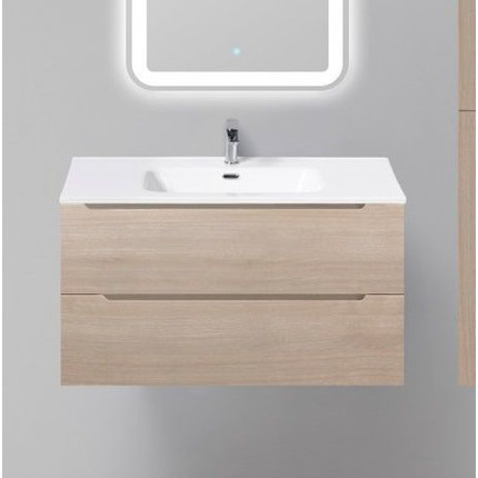 Тумба подвесная с раковиной BelBagno 90 см ETNA-900-2C-SO-RG-P (раковина LOV-900-LVB) Rovere Grigio, Цвет фасада: Rovere Grigio фото 