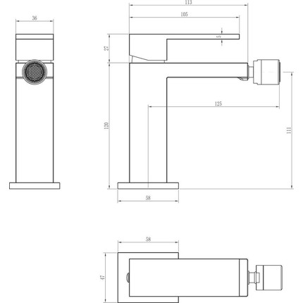 Смеситель для биде Boheme Qubic 476-GM, gun metal, Цвет производителя: gun metal фото 2